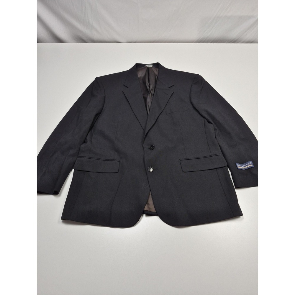 John Alexander Suit Jacket Mens 44 Short Black 100% Wool 2 Button Blazer NWT